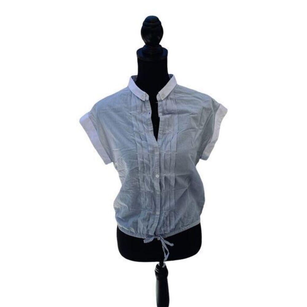 Heritage 1981 Striped White Collar, Button Up Blouse Top Shirt Size S/P